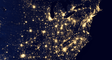 satellite view of US East coast at night